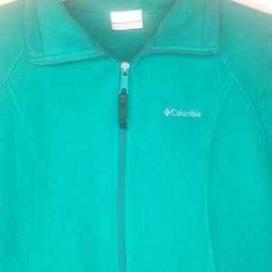 Columbia Warm Green Fleece Jacket Coat Medium Full-Zip ✅️